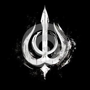 A crudely hand-drawn white and black Khanda, Sikh symbol