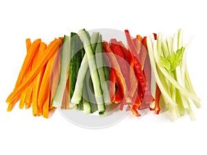 Crudites - Vegetable Sticks on white Background - Isolated