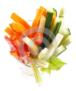 Crudites - Vegetable Sticks on white Background - Isolated