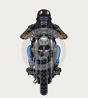 Cruel gorilla head biker