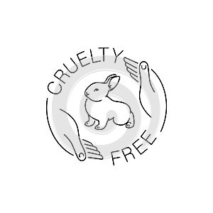 Cruelty free animals friendly thin line rabbit logo