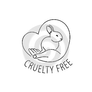 Cruelty free animals friendly thin line rabbit logo