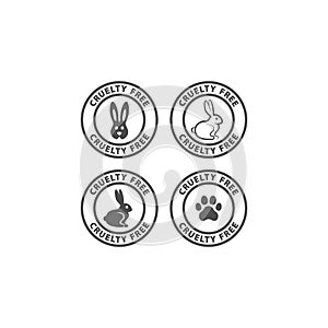 Cruelty free circle label with rabbit and dog paw print.