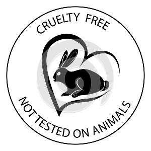 Cruelty free icon. Not tested on animals, symbol. Cruelty free concept logo design with rabbit symbol. Can be used as a sticker,