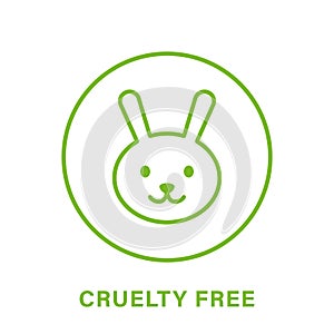 Cruelty Free Line Green Icon. No Tested on Animal Beauty Cosmetic Makeup Natural Product Outline Pictogram. Rabbit