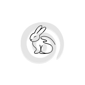 Cruelty free linear icon rabbit and hand