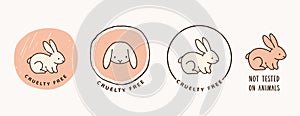 Cruelty Free, Note tested on animals hand drawn icons, logos, stamps, Organic, vegan and natural