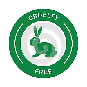 Cruelty Free Silhouette Green Icon. Not Tested on Animals Pictogram. Not Experiment on Rabbit, Bunny Symbol. Natural