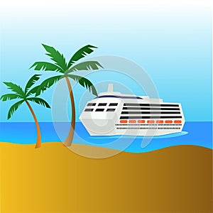 Cruis ship in the beach vector background