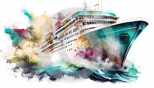 Cruise in aquarel sea by Generative AI