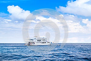 Cruise boat near the Similan Islands - most famous islands with paradise views, snorkeling and diving spots
