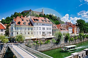 Cruise Boat on the River Ljubljanica, Ljubljana, Slovenia