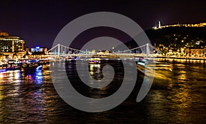 Cruise Boats Danube River Chain Bridge Budapest Hungary