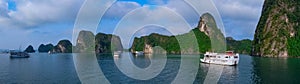 Cruise boats in Halong Bay, Vietnam, panorama