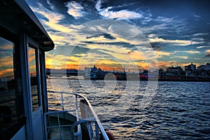 Cruise on the Bosphorus. Sunset. Golden Horn. (Istanbul Turkey). photo