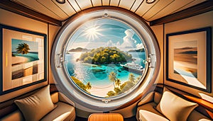 a cruise deck ship luxurious ocean liner trip voyage holiday ship window yacht hole maritime vintage porthole nautical boat sea