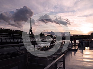 Cruise decks and the Eiffel Tower, Paris