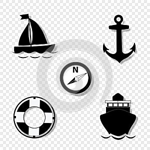 Cruise icons collection for graphic design.