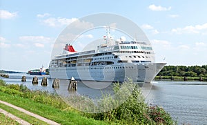 Cruise through the Kiel Canal with a white cruise ship, Schleswig-Holstein