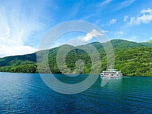 Cruise in lake Ashi in sunny day