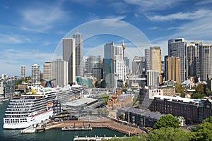 Cruise liner Carnival Legend parked in the Sydney Harbour, Sydney, Australia
