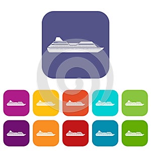 Cruise liner icons set