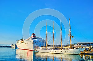 The cruise liner in Malaga Port, Spain