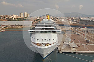 Cruise liner moored in port. Marseille, France