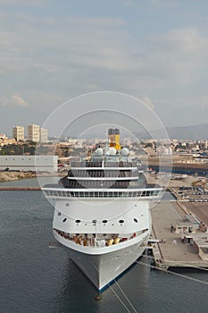Cruise liner on parking in port. Marseille, France