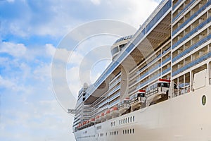 Cruise liner passenger ship with lifeboats