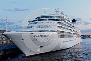 Cruise liner Seabourn Quest moored in St. Petersburg, Russia