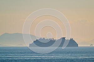 Cruise liner ship in Mediterranea sea photo