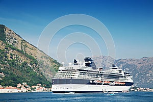 Cruise liner ship swimming at blue Adriatic sea