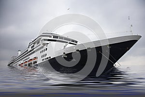 Cruise liner sinking in sea