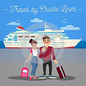 Cruise Liner Travel. Cruise Liner. Passenger Ship. Travel Banner
