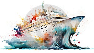 Cruise liner in watercolor style by Generative AI