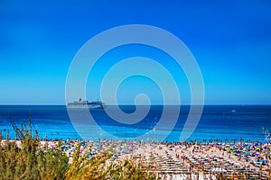 Cruise liner in the waters of Praia da Rocha