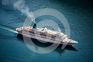 Cruise Liners On Geiranger fjord, Norway