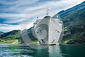 Cruise Liners On Geiranger fjord, Norway