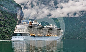 Cruise Liners On Geiranger fjord, Norway photo