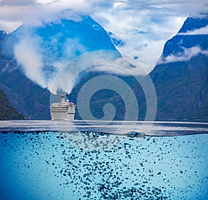 Cruise Liners On Hardanger fjorden