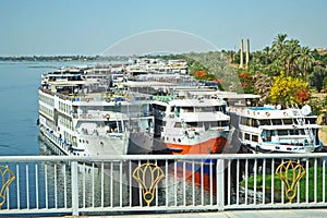 Cruise liners on the Nile River.