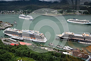 Cruise liners at the port of Juneau, the capital of Alaska