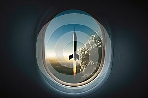 cruise missile from aerial view porthole