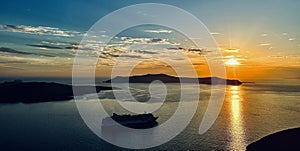 Cruise ship amidst islands and sea