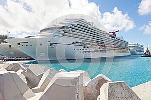 Cruise Ship Anchored in Caribbean Destination Port