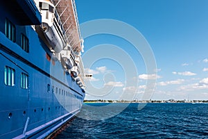 Cruise ship anchored in the harbor of Grand Cayman.