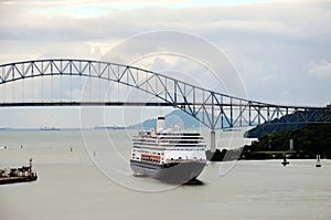 Cruise ship arriving Panama Canal.