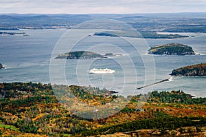 Cruise ship in Bar Harbor Maine in Autumn