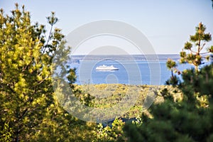 Cruise ship in Bar Harbor Maine in Summer